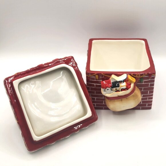 Vtg Santa Down the Chimney Cookie or Candy Jar Ceramic Jackson & Perkins Holiday - Picture 7 of 11